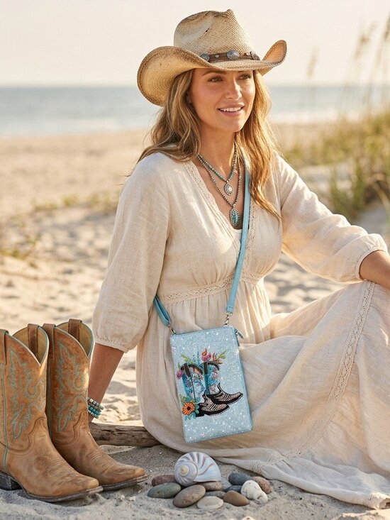 Bamboo Traders Handbags - Coastal Cowgirl Embroidered Sequin Crossbody Clutch Phone Club bag